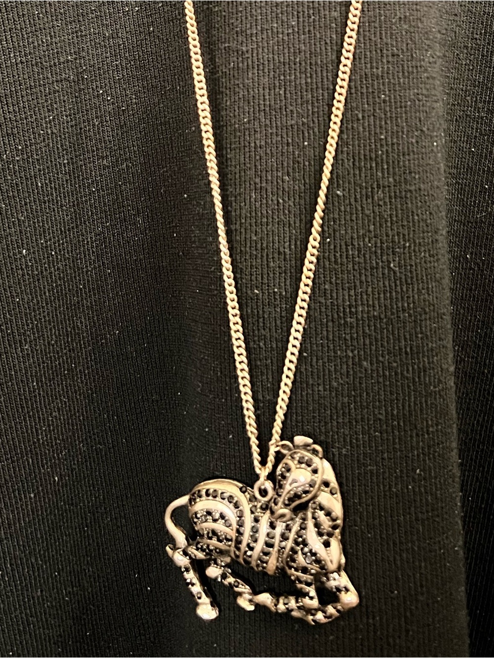 Silver-Tone Zebra Pendant Necklace